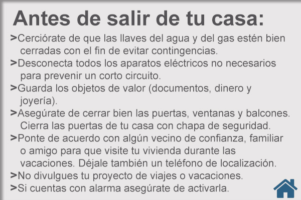 Recomendaciones antes de salir de casa