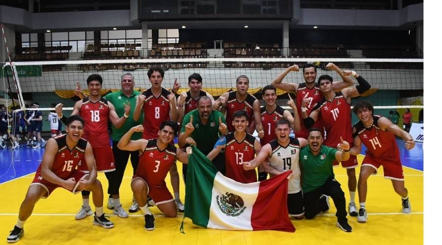 Equipo mexicano en competencia de voleibol