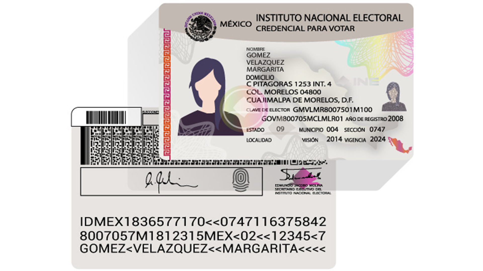 Ejemplo de Identificación oficial INE