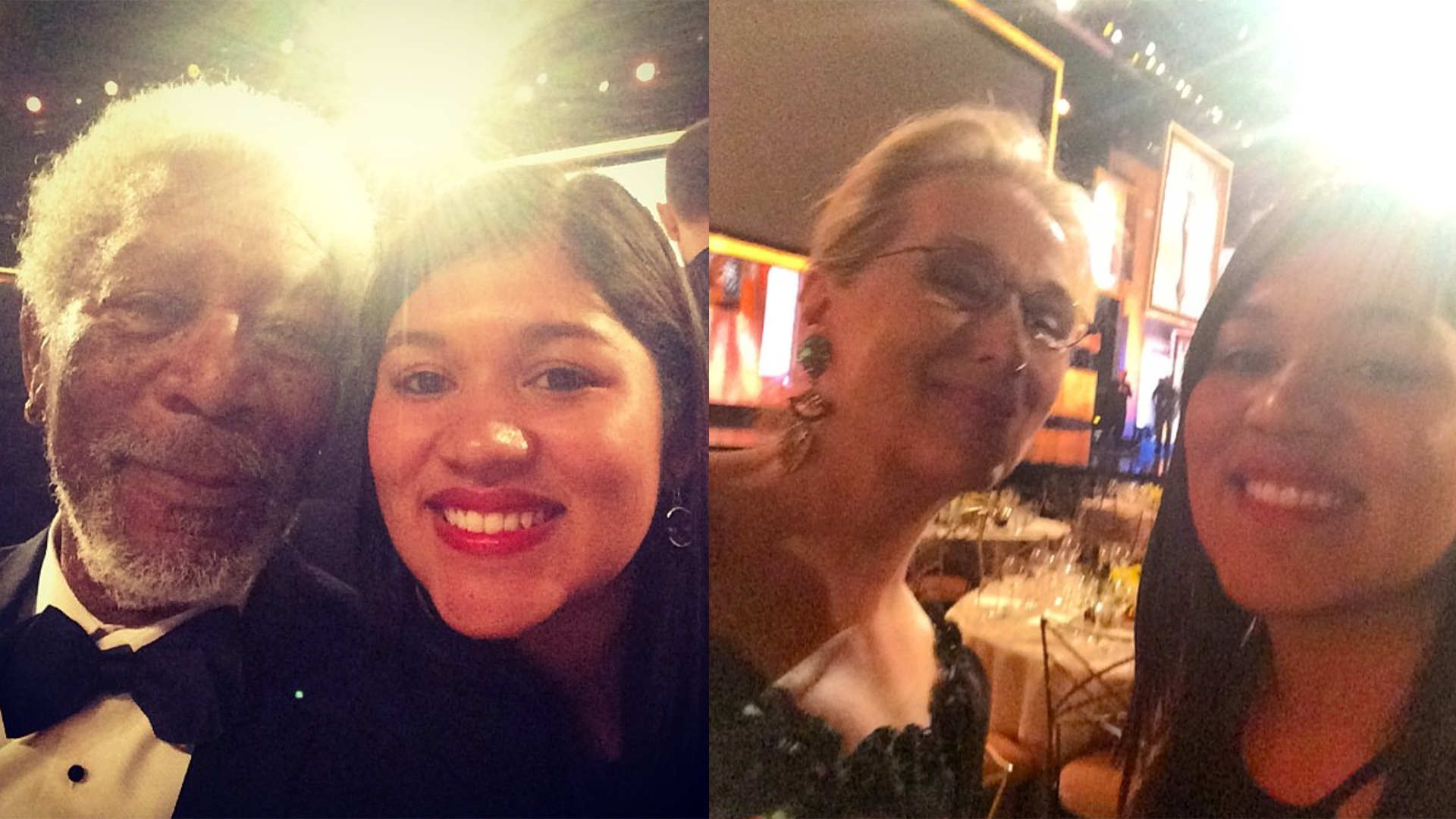 Dalia junto a Morgan Freeman y Meryl Streep