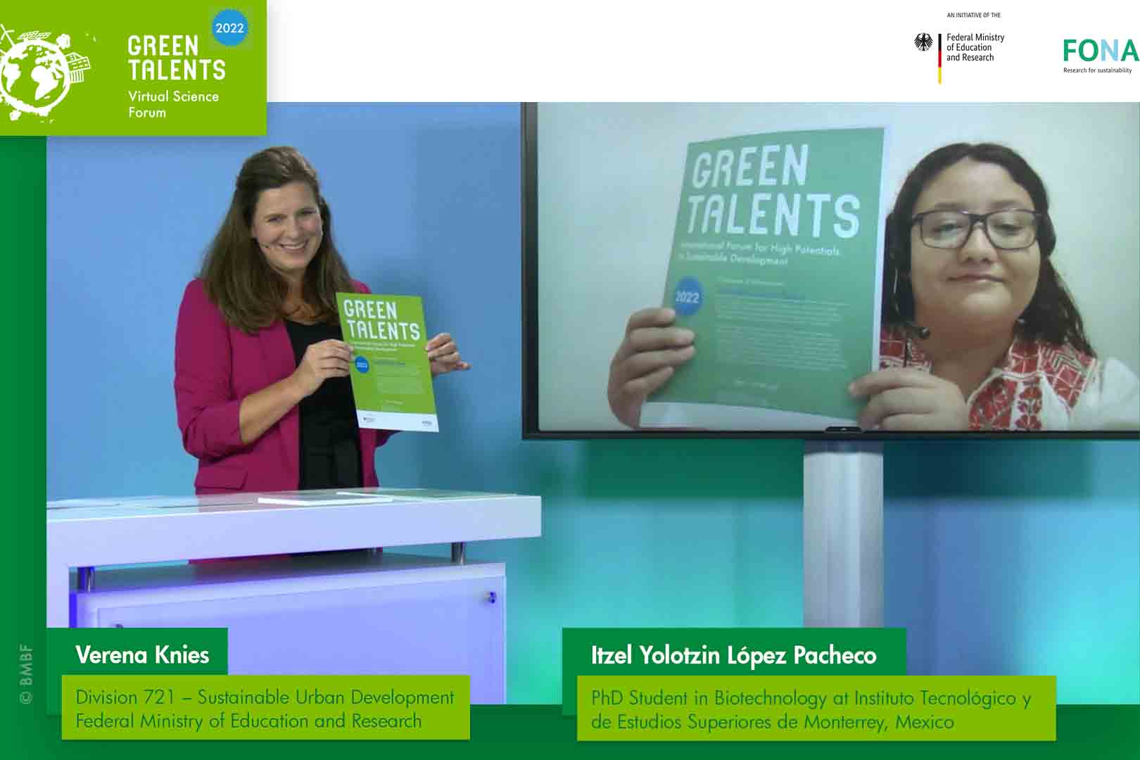 Itzel López en la ceremonia de entrega de premio Green Talents 2022. 