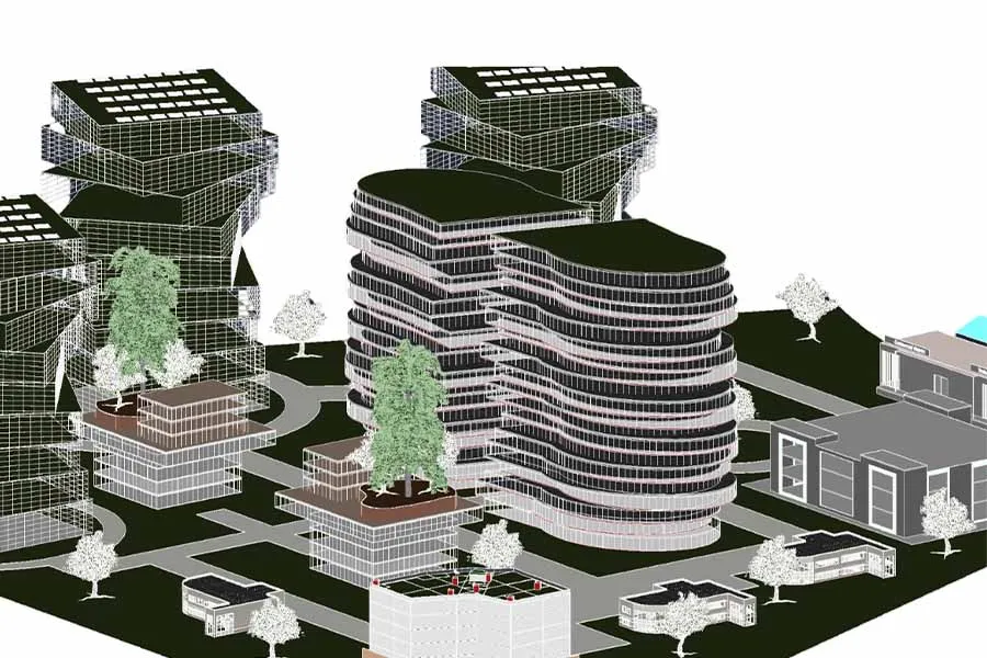 Render de una ciudad futurista.