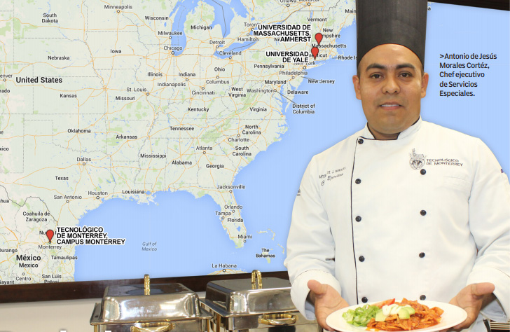  Chef del Tec en campus Monterrey, Antonio de Jesús Morales, con su platillo de chilaquiles