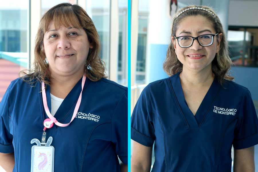 Claudia González, asistente educativo y Viviana Vázquez, auxiliar de cocina.