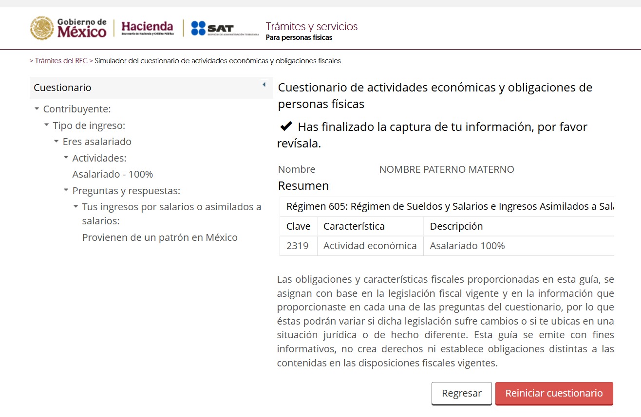 información aparece precargada en la plataforma del SAT