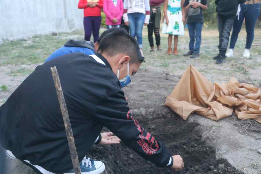 Niños trabajando en un taller de huertos impartido por Ecosura.