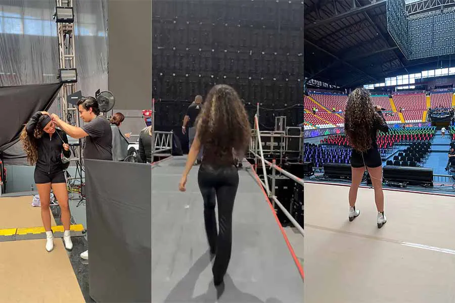 Marian Gonz&aacute;lez Mora durante los ensayos del concierto de Manuel Mijares