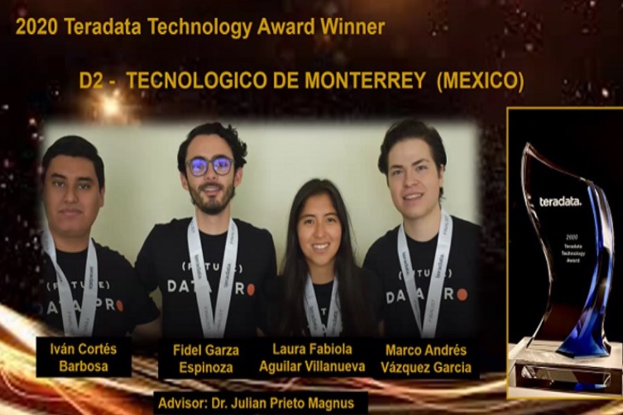 Captura de la ceremonia de Data Challenge 2020 donde fueron reconocidos como ganadores 