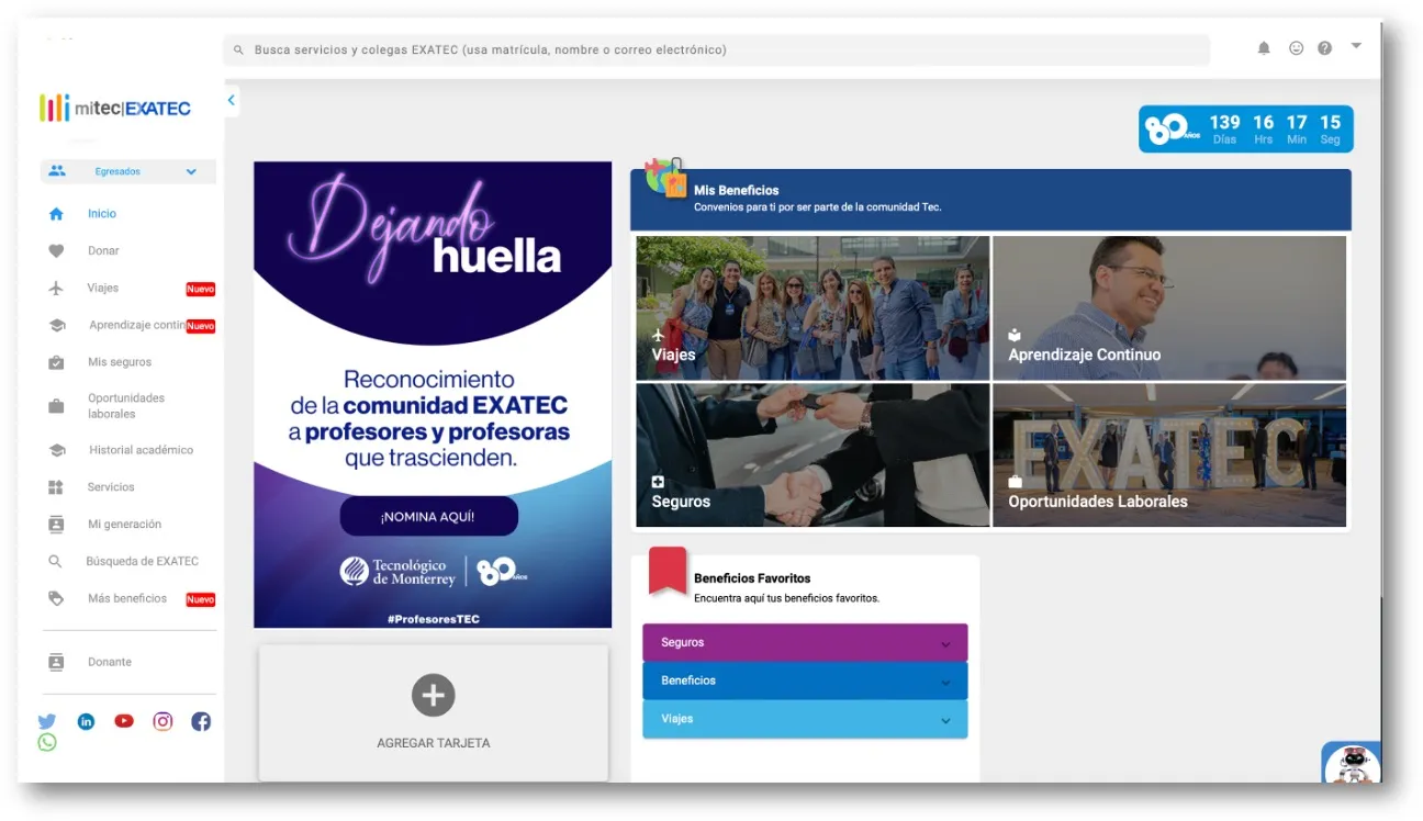 Vistazo del portal MiTec Egresados