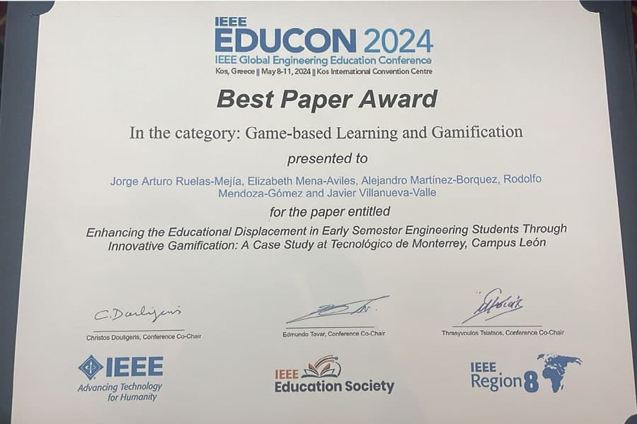 Reconocimiento al mejor paper de investigación en la categoría de Gamificación y Juegos Serios