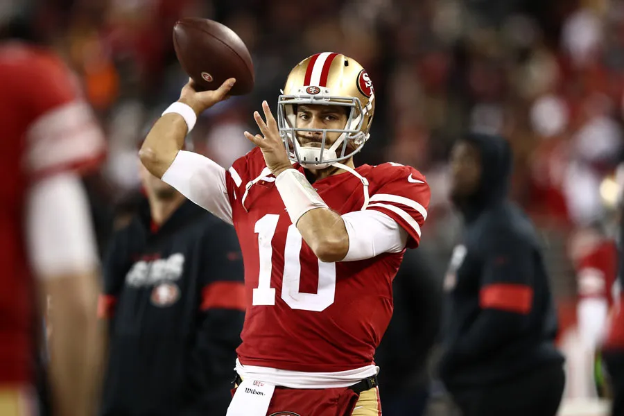 Jimmy Garoppolo, mariscal de campo de los 49's de San Francisco.