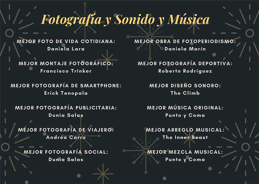 Nominados a fotografía, sonido y música