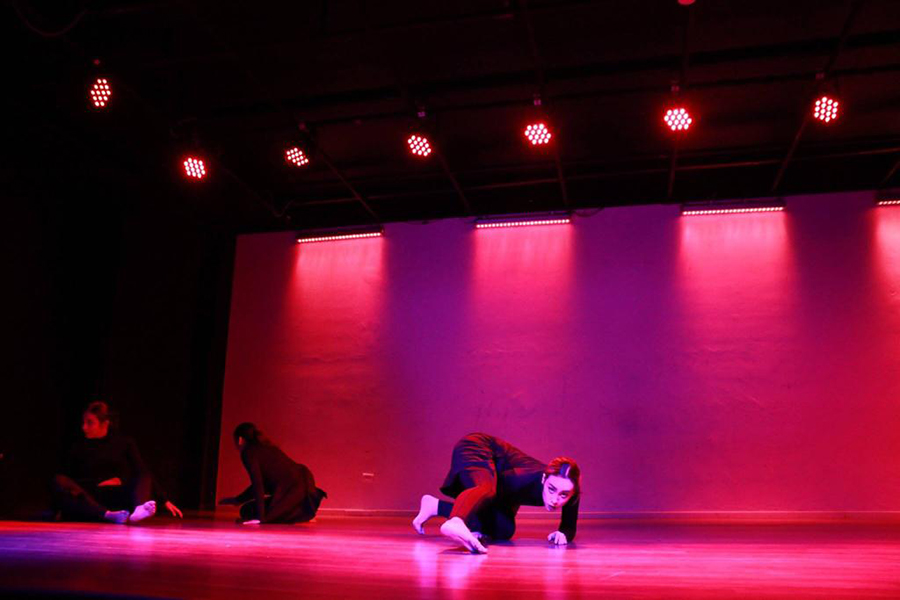 Profesora Sofía Martínez en una presentación de danza contemporánea  