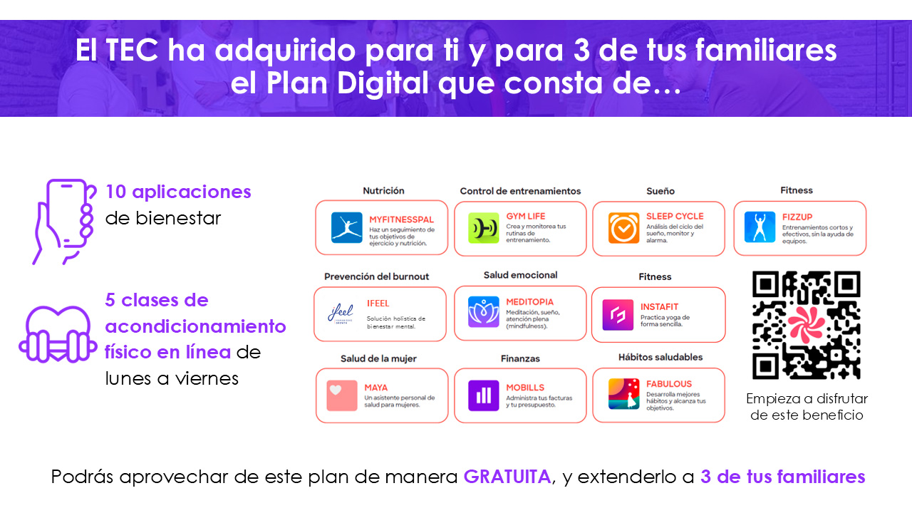 El Plan Digital para colaboradores Tec incluye 10 apps premium sin costo.