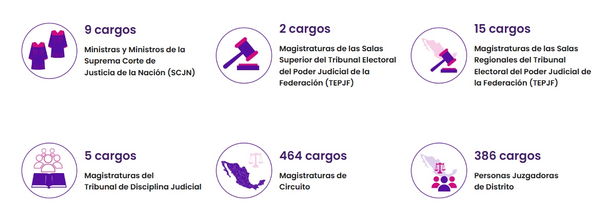 Infografía con los cargos que se eligirán en las elecciones del 1 de junio en México
