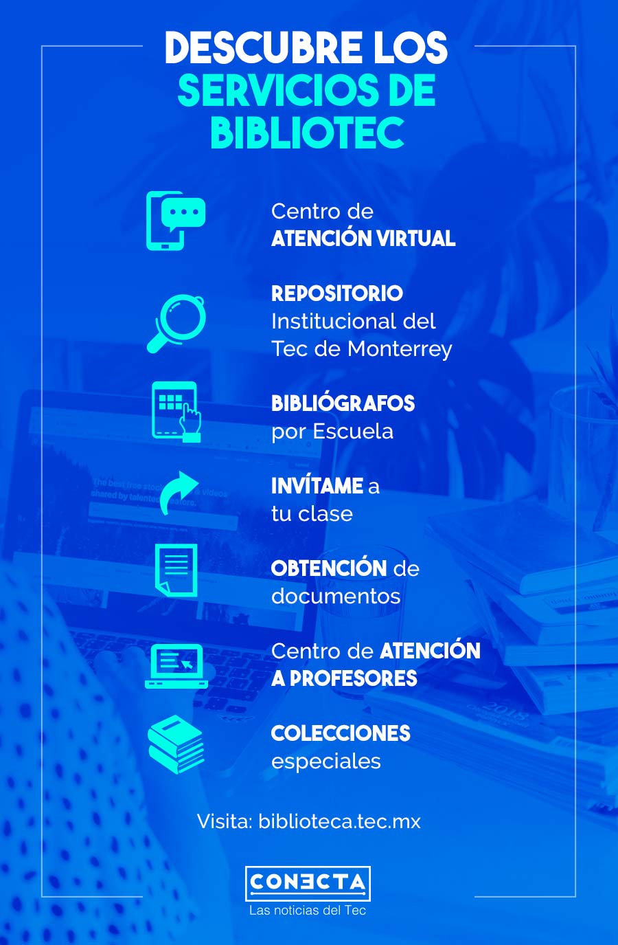 Infografía servicios de la BiblioTec febrero 2021