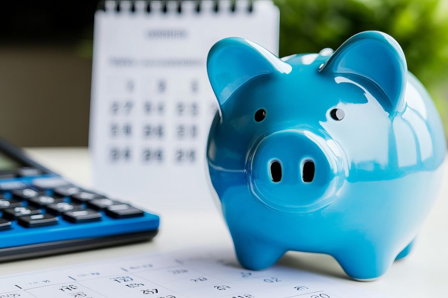 Alcancía de cochinito, para conceptualizar el consejo de ahorrar