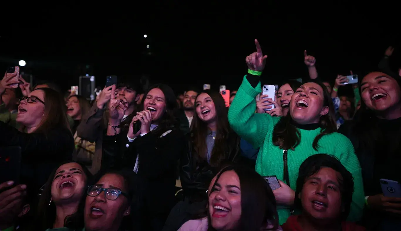 Público de concierto cantando