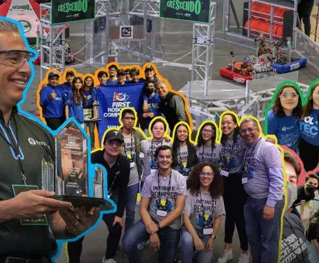 Montaje de fotos de Rodrigo Ponce en FIRST a través de los años
