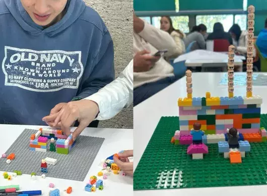 Con lego, el profesor Jorge Contreras realizó una propuesta innovadora de educación