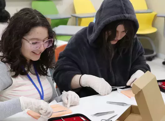 Estudiantes en taller de suturas