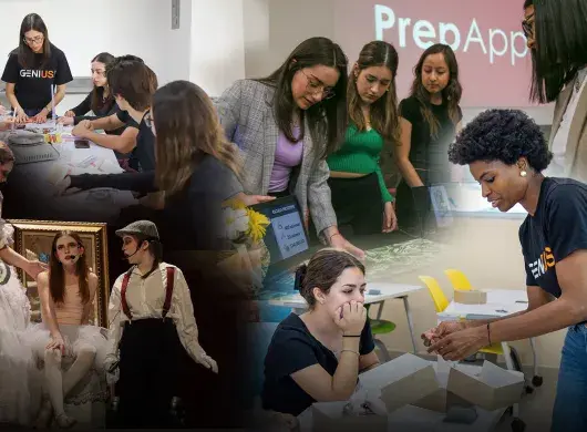 Montaje de fotos que muestran a alumnos en distintas actividades escolares.