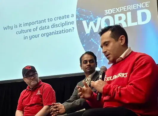 Aldo Cortes, director de Mecatrónica del campus Chihuahua, durante el congreso 3DEXPERIENCE, de SolidWorks, en Houston, Texas.