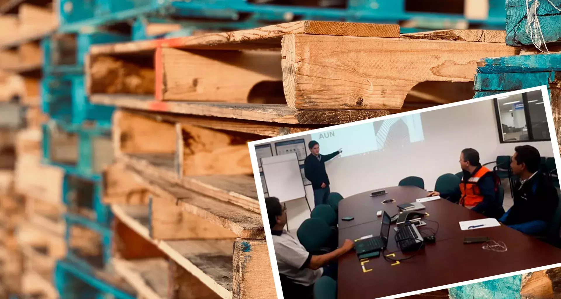 Tarimas de madera con fotografía sobrepuesta del estudiante.