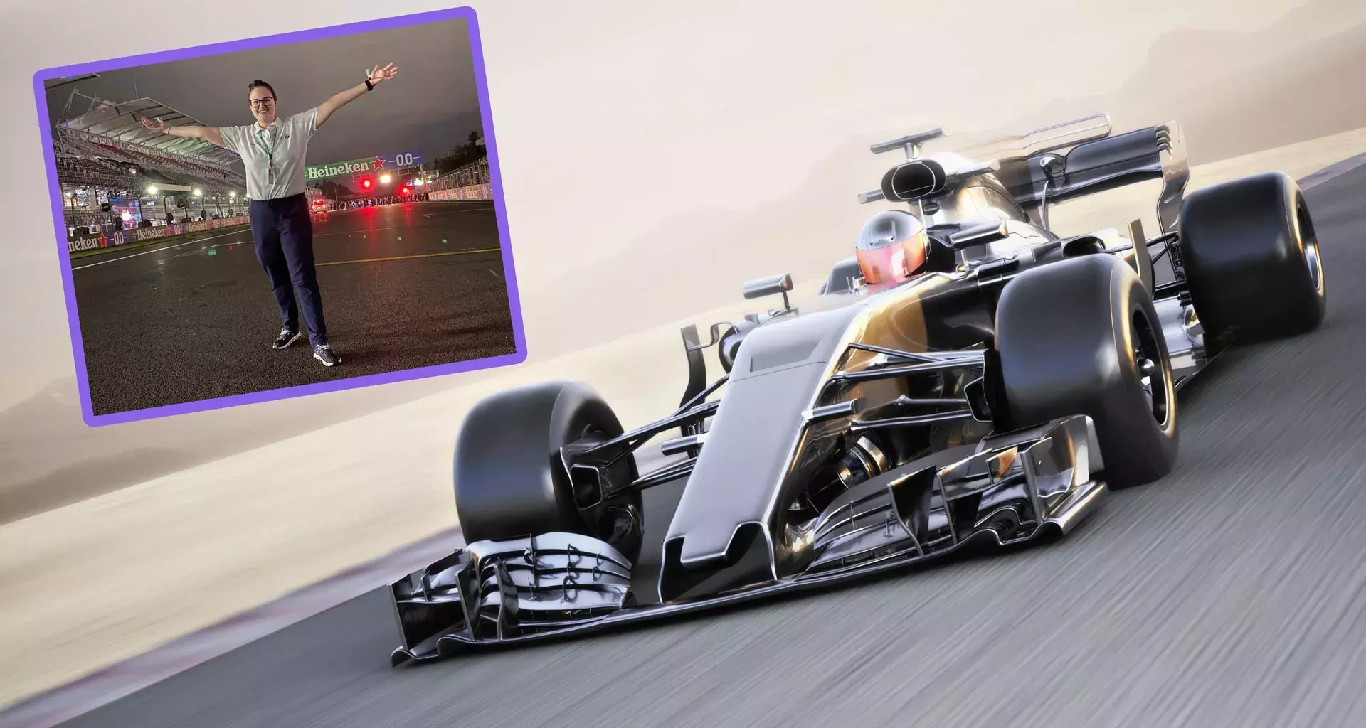 Ana Rodríguez, a Tec de Tec Biosciences graduate, on a racetrack.