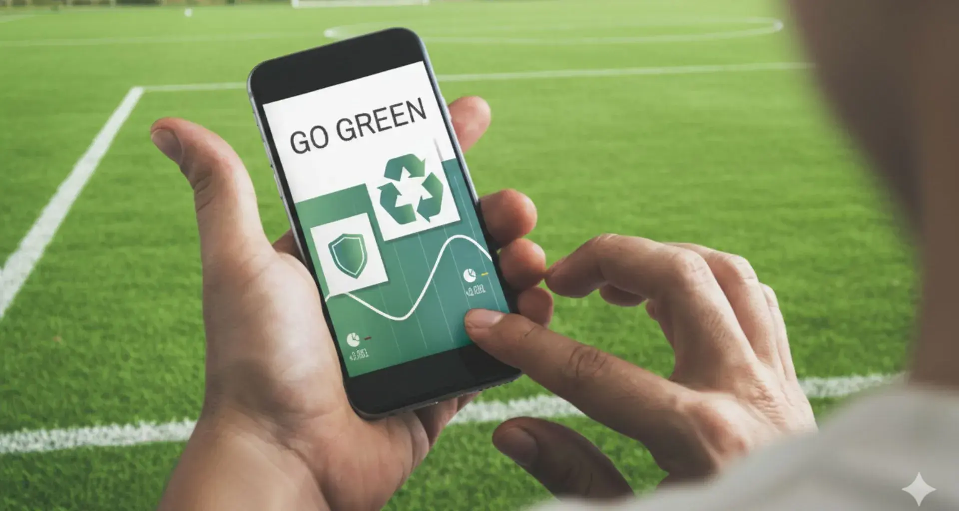 Joven sosteniendo celular, que muestra la app Go Green