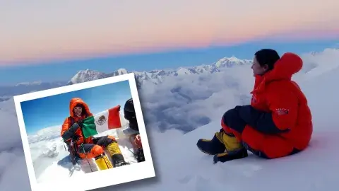 From here to the top! She climbed the highest mountains in the world