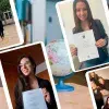 Collage de Karla y Fernanda con fotos de  sus títulos en manos y experiencias que vivieron.