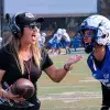 Arely Pérez, la coach "Kelly", durante sus sesiones de entrenamiento. con los Borrego de campus Estado de México.