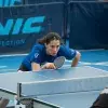 Lucía Fernández, en competencia de tenis de mesa con Borregos Monterrey.