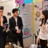 Estudiantes de PrepaTec Navojoa en Lima exponiendo su proyecto de ciencias.