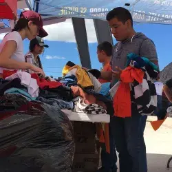 Los alumnos montaron la tienda en la comunidad La Noria 