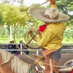 Antonio Domínguez practicando charrería