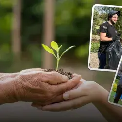 Miguel Padilla realizando labor medioambiental