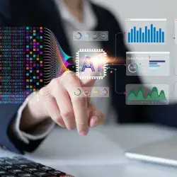 Persona viendo gráficos de negocios e IA