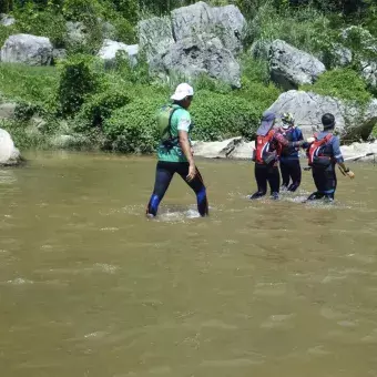 Bernabé durante la maratón del Río La Venta