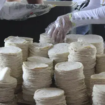 tortillas apiladas y listas para empaquetarse en los kits