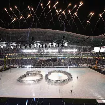 Estadio BBVA en espectáculo FESTUM, 80 aniversario del Tec de Monterrey