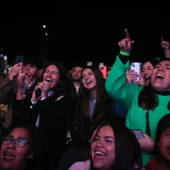 Público de concierto cantando