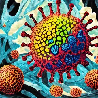 Ilustración con IA de la nueva variante del coronavirus JN.1 